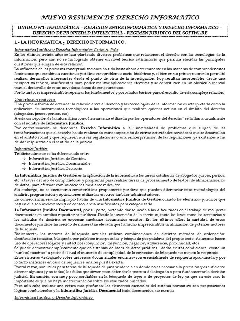 Nuevo Resumen de Derecho Informatico (2022) | PDF | Derechos de autor ...