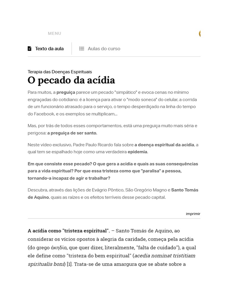 O Pecado Da Acídia | PDF