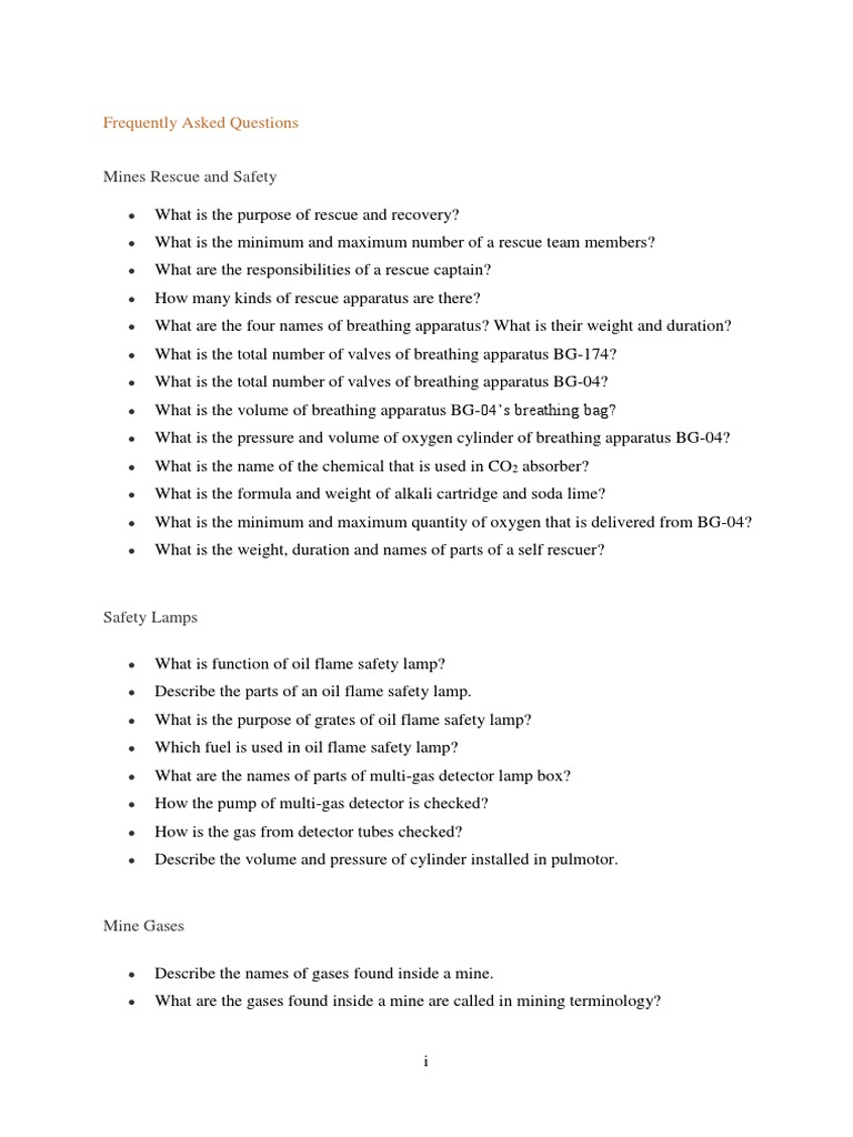 Mine Rescue Questions and Solution PDF