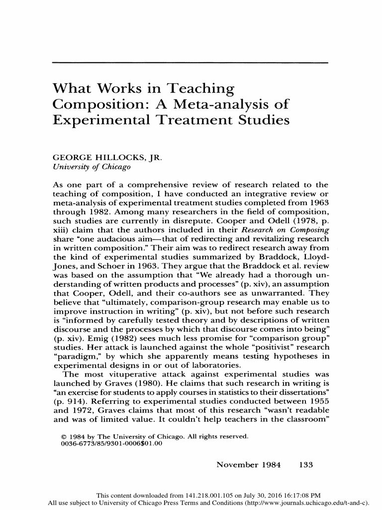 What Works in Teaching Composition | PDF | Effect Size | Meta Analysis