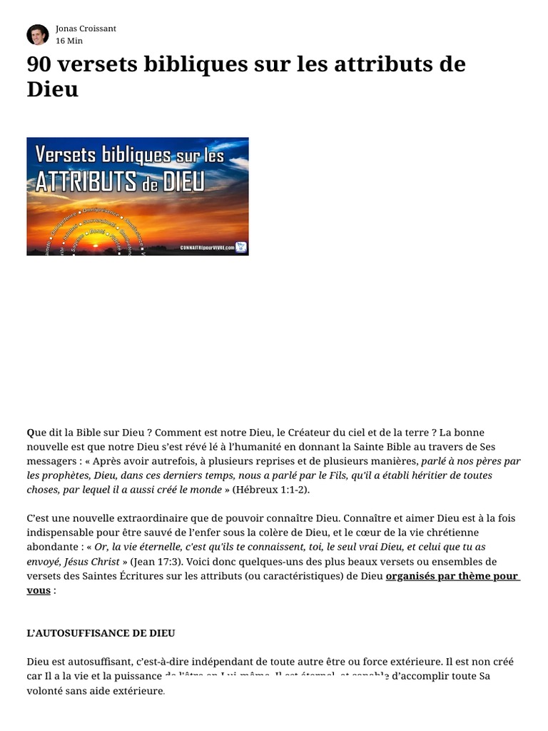 90 Versets sur les Attributs de Dieu | PDF | Dieu | Grâce (christianisme)