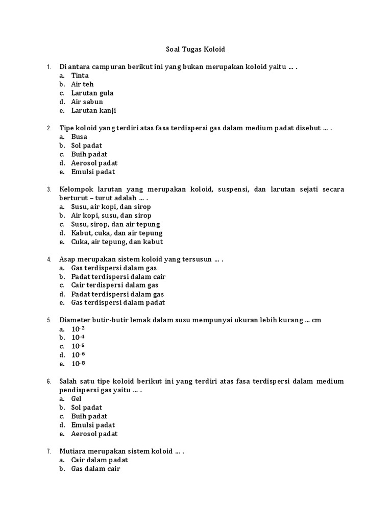 Soal Tugas Koloid | PDF