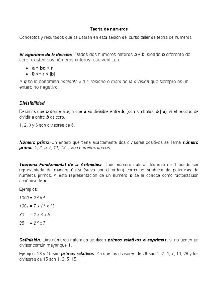 Teoría de Números PDF