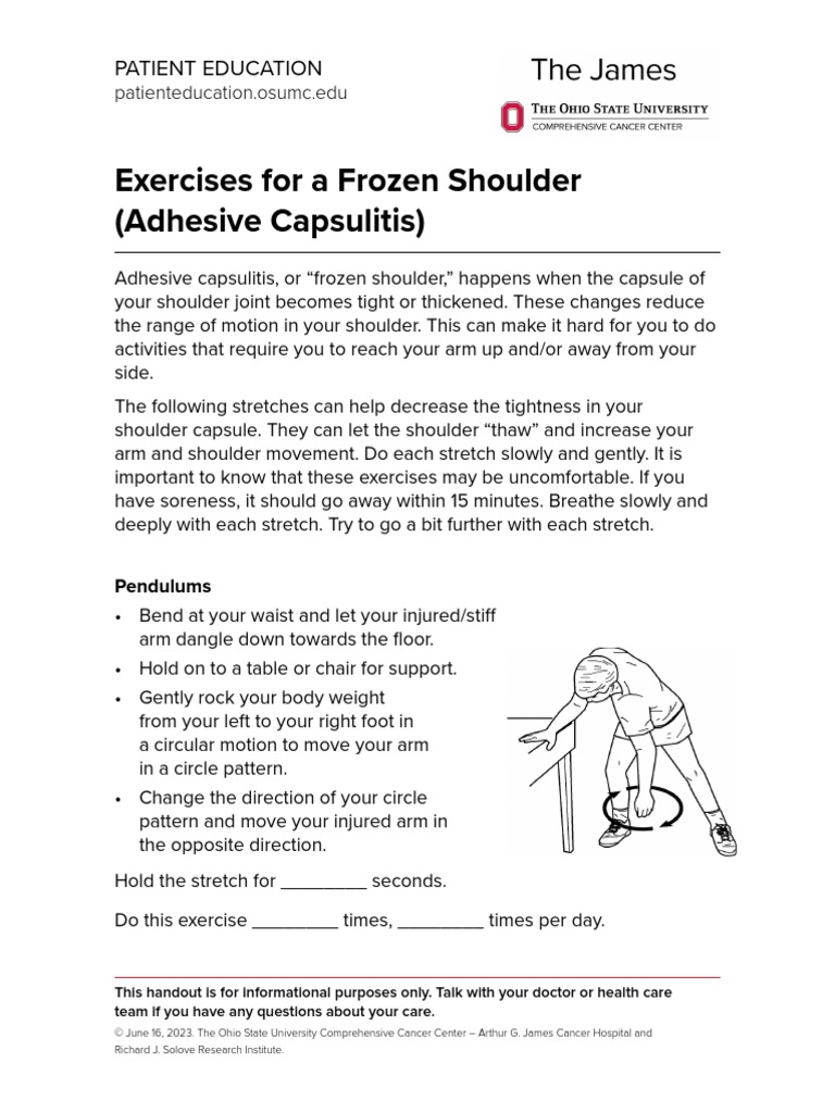 Frozen Shoulder Exercise Guide | PDF | Elbow | Anatomical Terms Of Motion