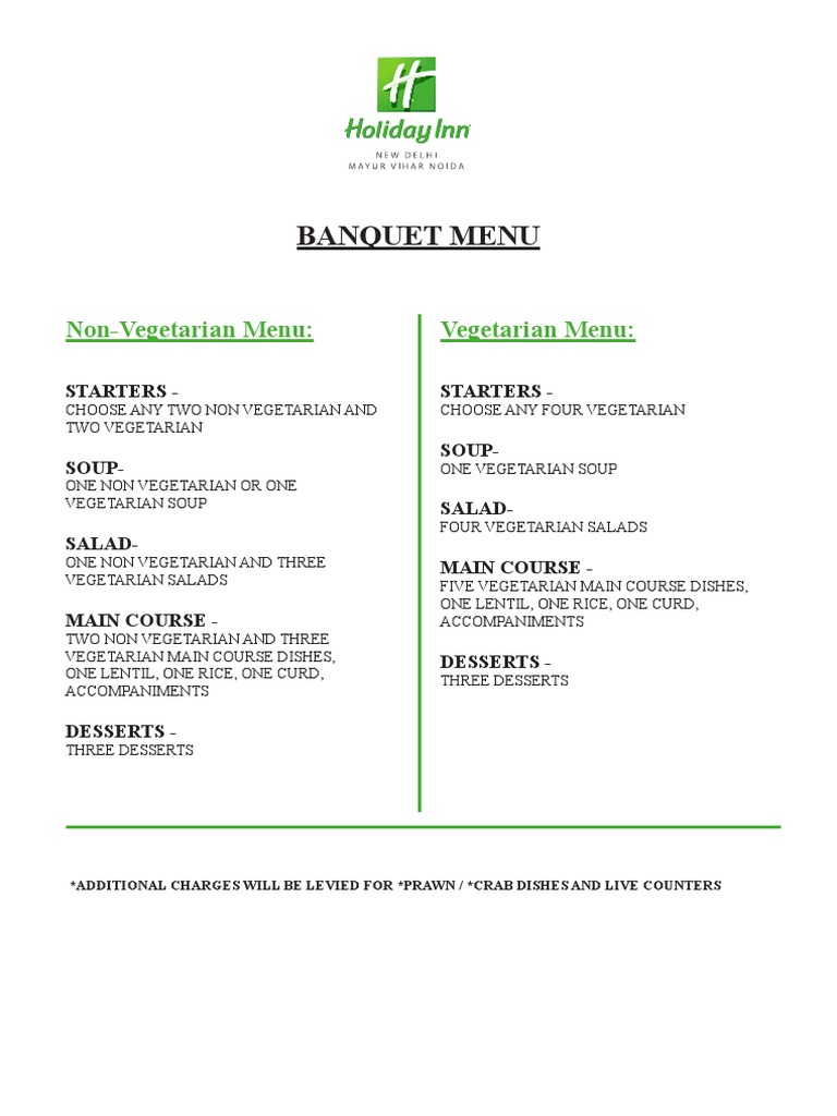 Holiday Inn Banquet Menu Options | PDF | Salad | Curry