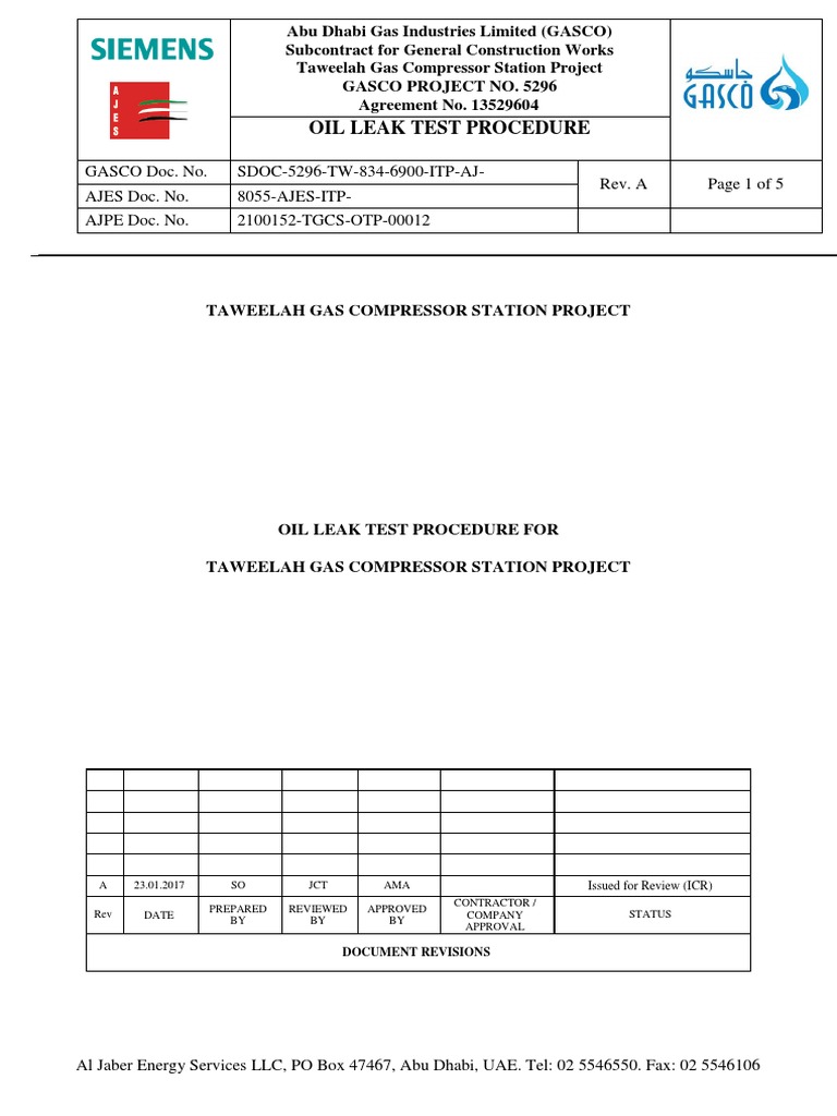 Oil Leak Test Procedure Download Free PDF Welding Construction