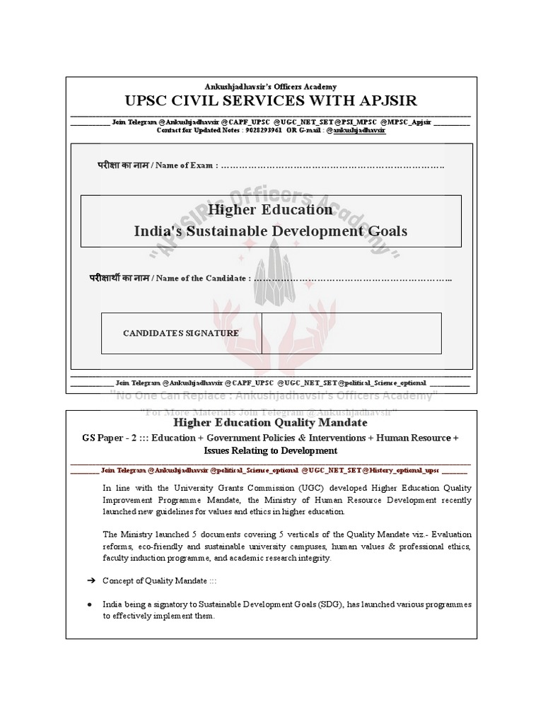 Higher Education Quality Mandate in India | PDF