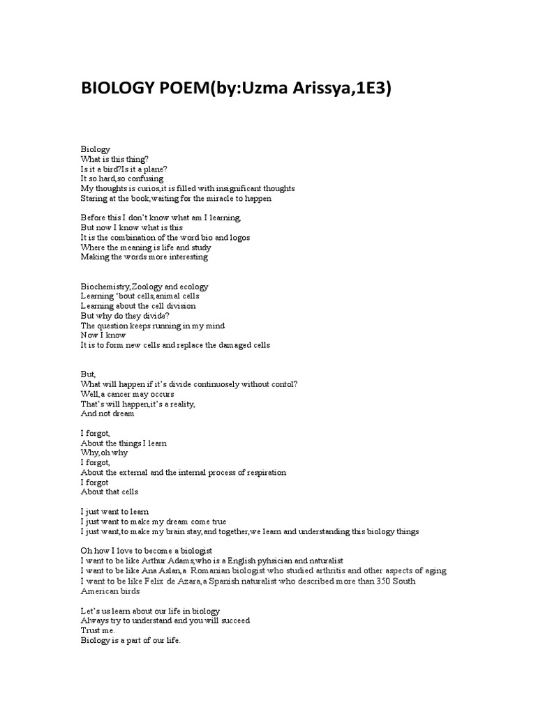 Biology Poem Kakak Pdf