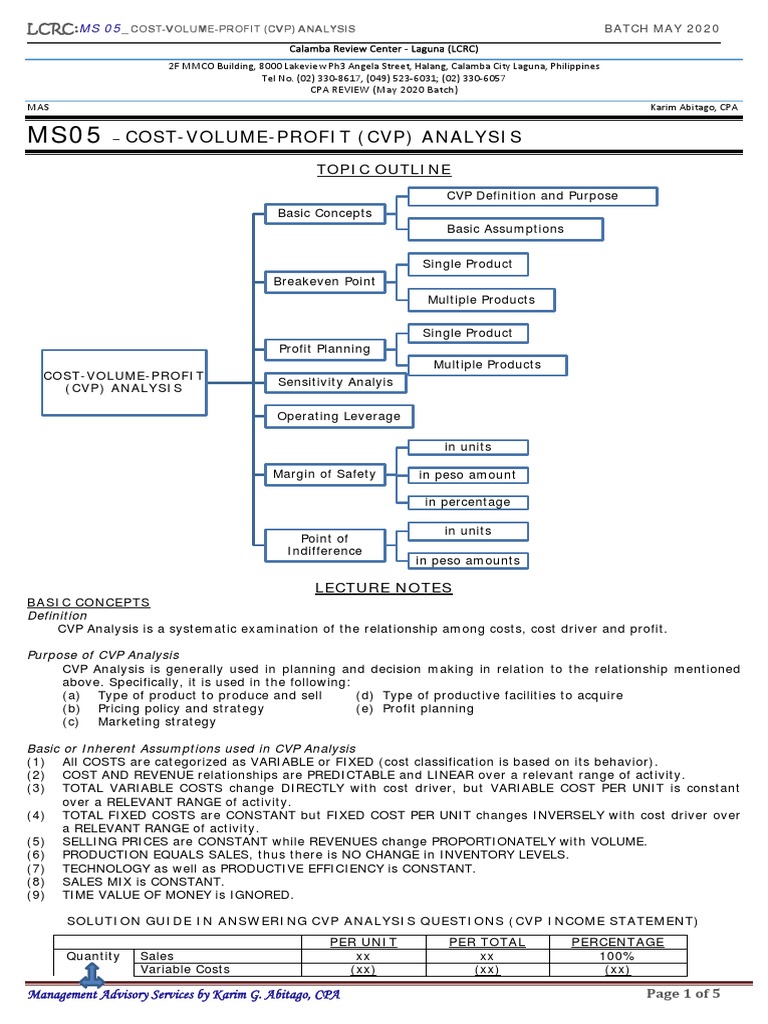 CVP Analysis and Profit Planning Guide | PDF | Economies | Pricing