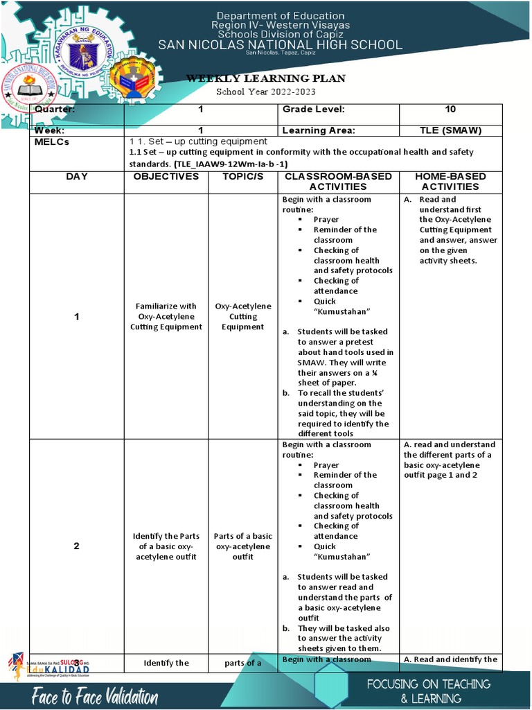 Grade 10 Weekly Learning Plan: Quarter 1 | PDF | Learning | Earthquakes