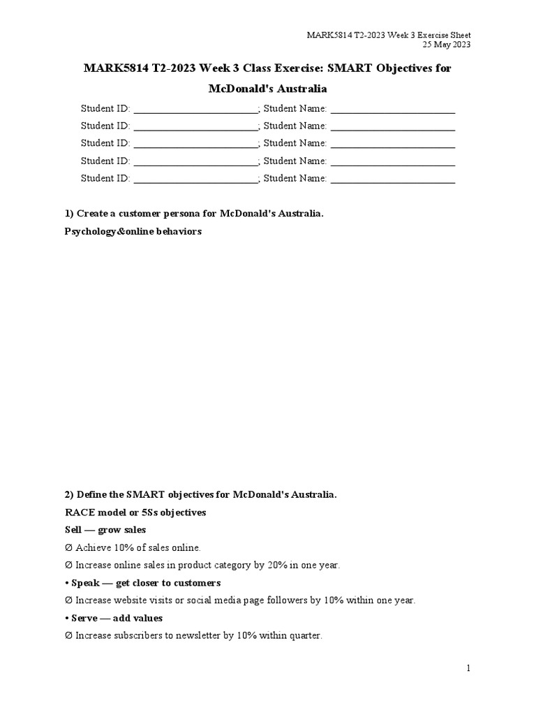 Mark5814 t2 2023 exercise form wk3 smart objectives pdf