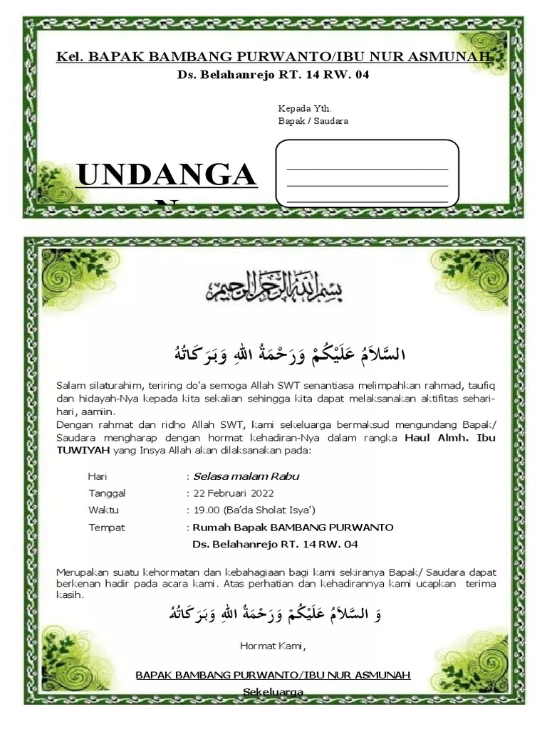 05 Undangan TAHLIL 1000 HARI | PDF