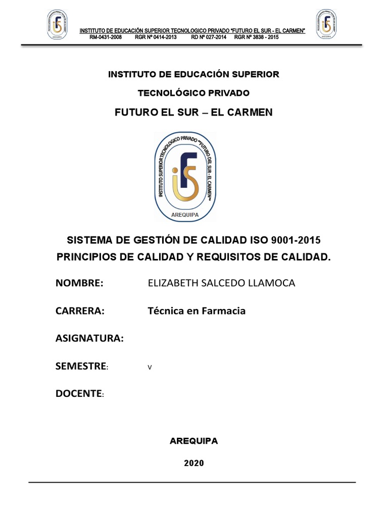 Sistema de Gestión de Calidad ISO 9001:2015 | PDF | Calidad (comercial ...