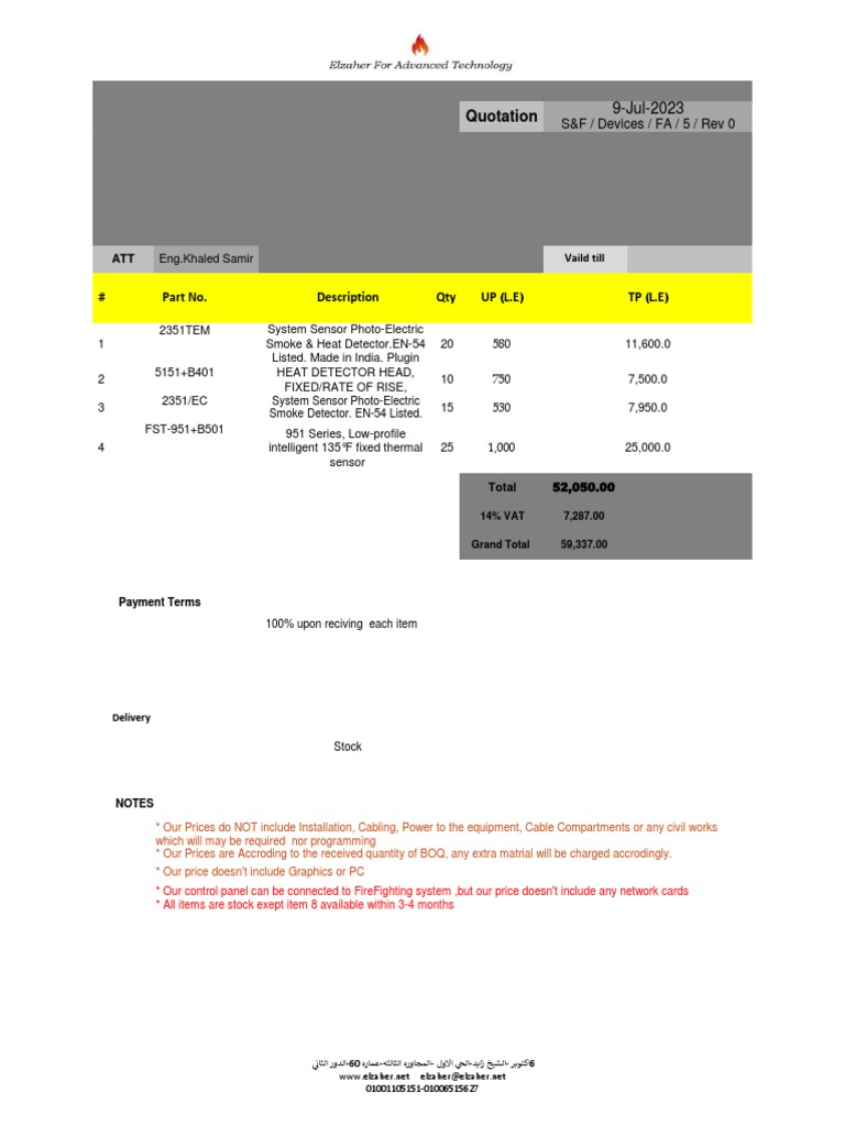 # Description Qty UP (L.E) Part No. TP (L.E) : Quotation | PDF ...