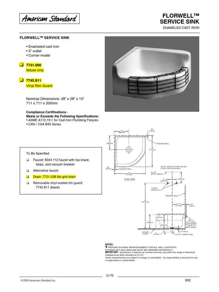 Cornered Service Sink | Download Free PDF | Sink | Hydraulic Engineering