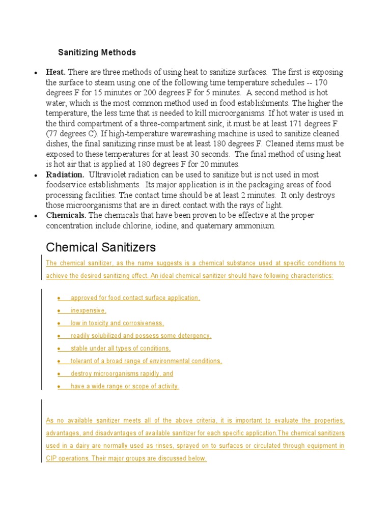 Sanitizing Methods | PDF