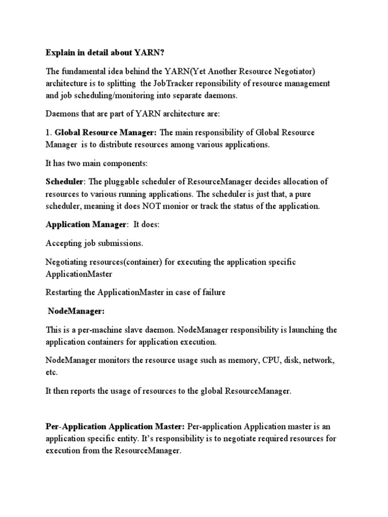 YARN PDF Apache Hadoop Software Architecture
