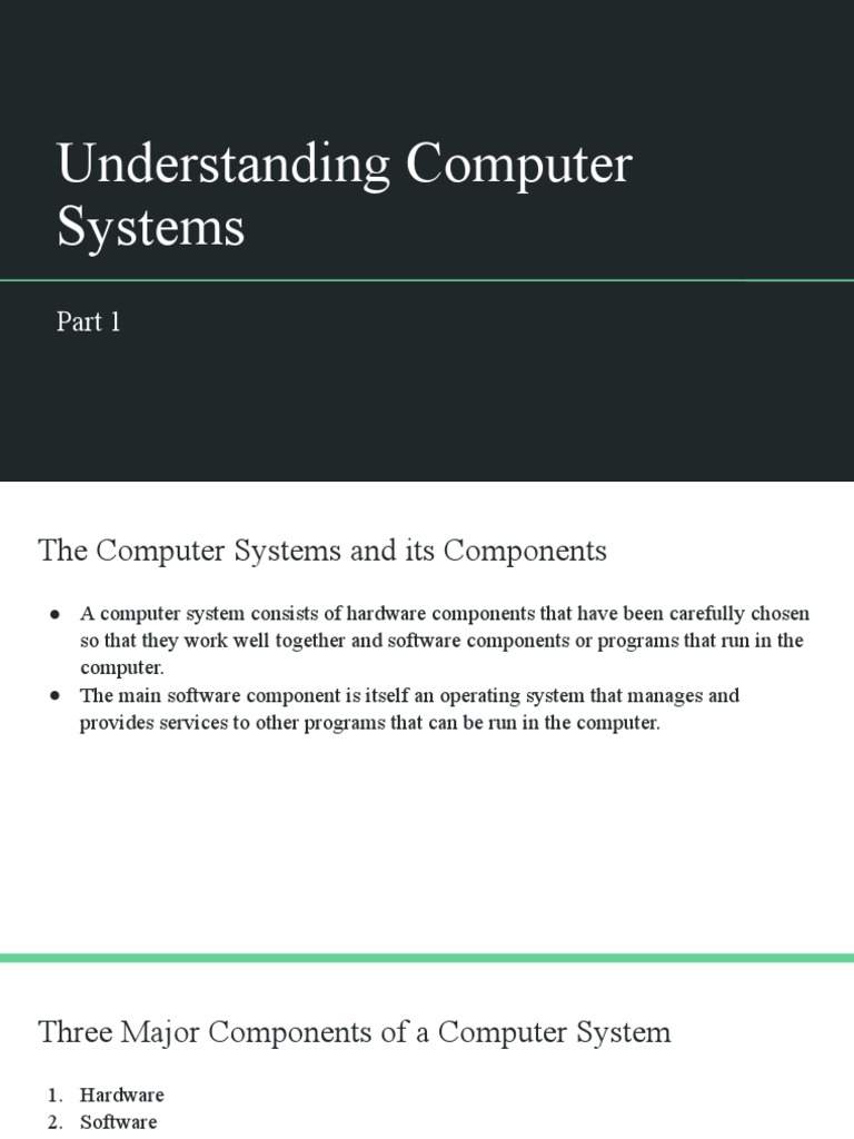 Part 1 - Understanding Computer Systems | PDF