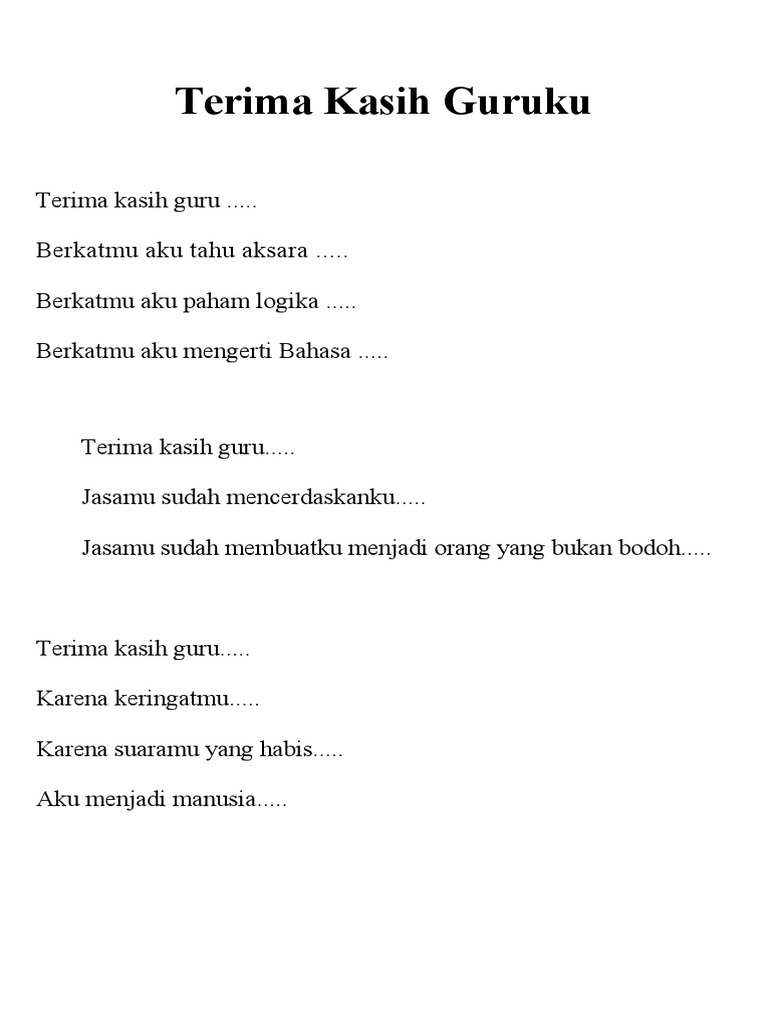 Terima Kasih Guruku | PDF