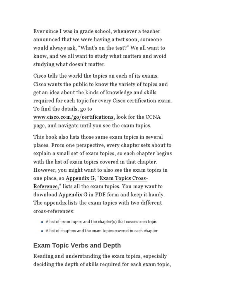 Exam Topic Verbs and Depth PDF