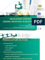 Regulatory Control of Generic Medicine in Malaysia