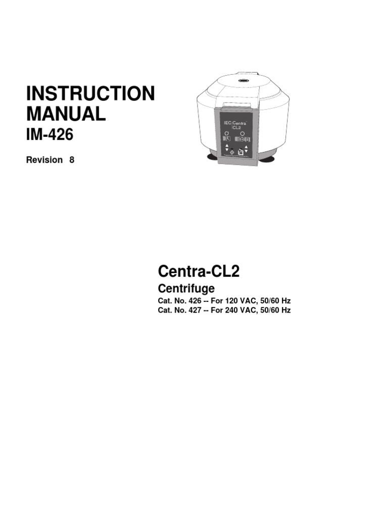 Centra CL2 Centrifuge User Manual PDF