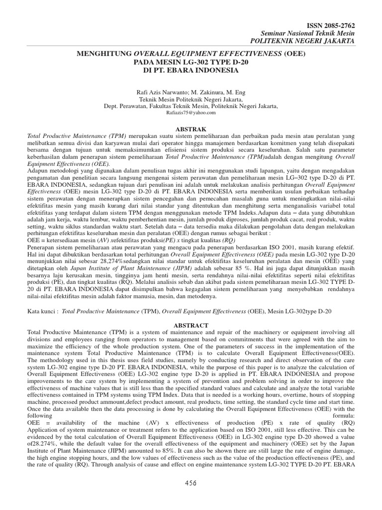 3 - Jurnal Contoh Perhitungan OEE | PDF