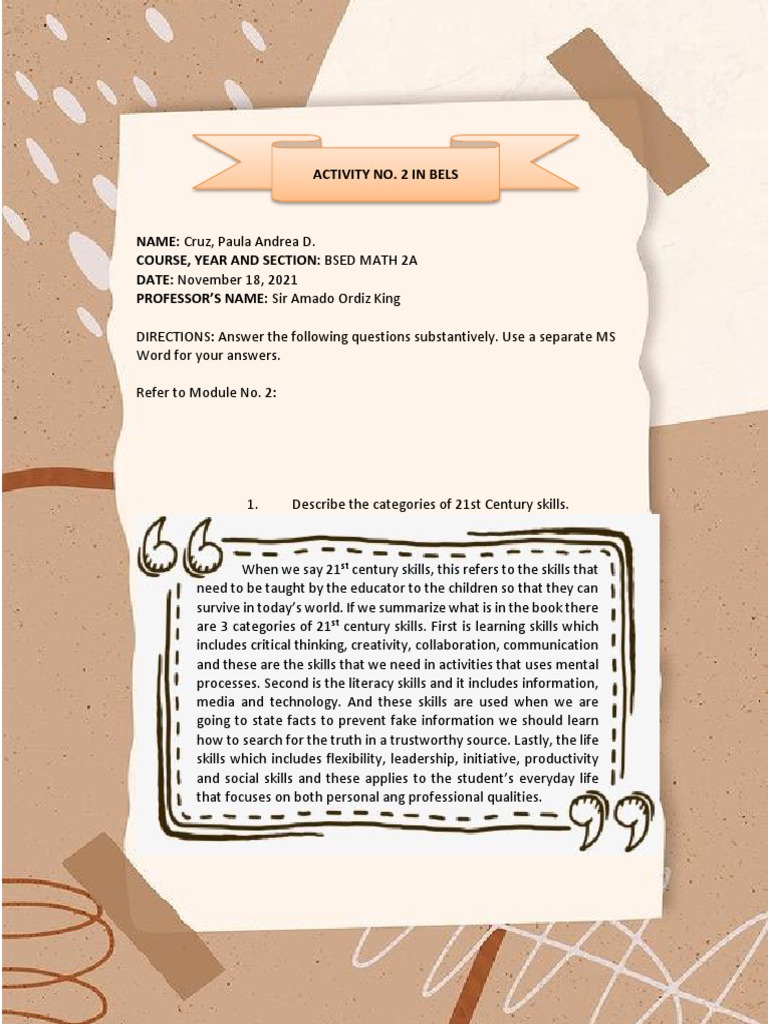 Activity No. 2 | Download Free PDF | Learning | Critical Thinking