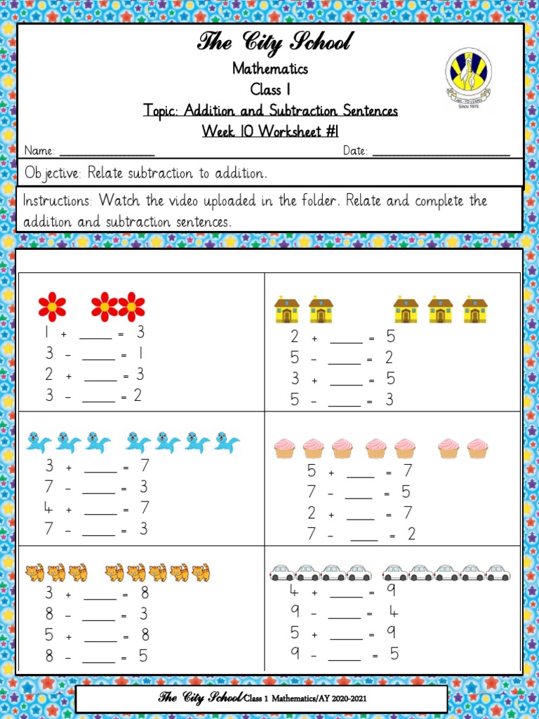 Class 1 Math: Add & Subtract Basics | PDF | Teaching Methods & Materials