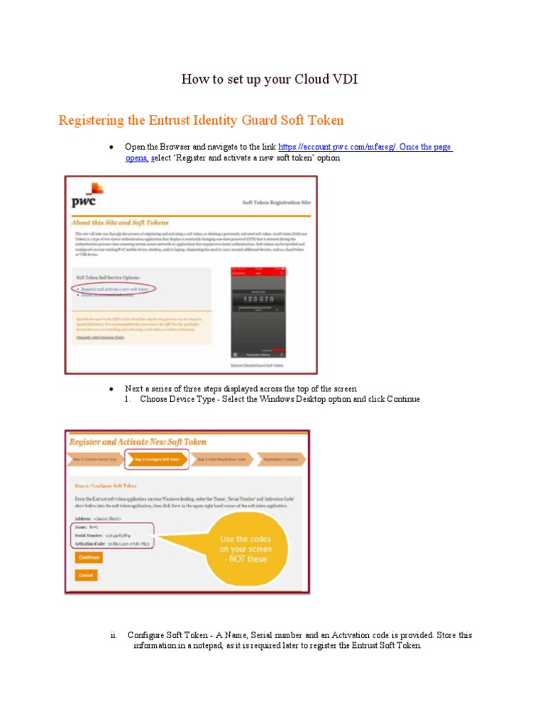 Cloud VDI Setup with Entrust Token Guide | PDF | Business