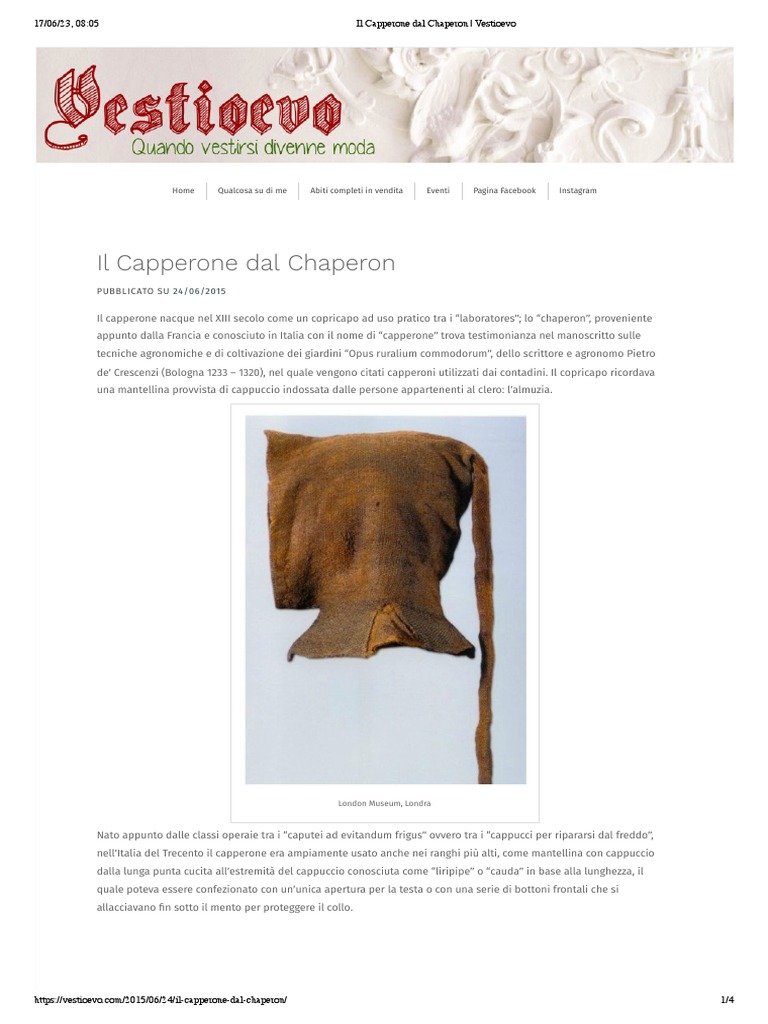 Il Capperone Dal Chaperon - Vestioevo | PDF