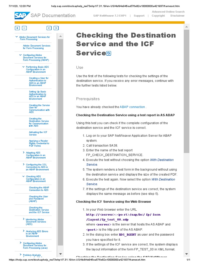 ADS Destination Service | PDF | Computers | Technology & Engineering