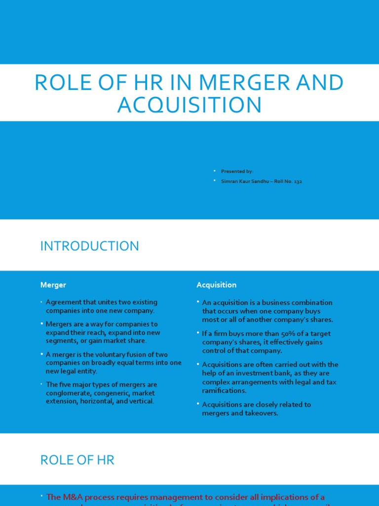 HR's Role in Mergers and Acquisitions | PDF | Career & Growth | Business