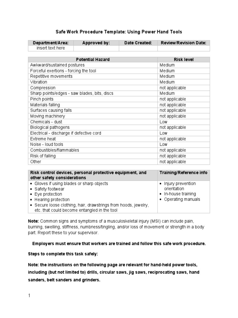 SWP UsingPowerHandTools 23SWMB | PDF | Tools | Occupational Safety And ...