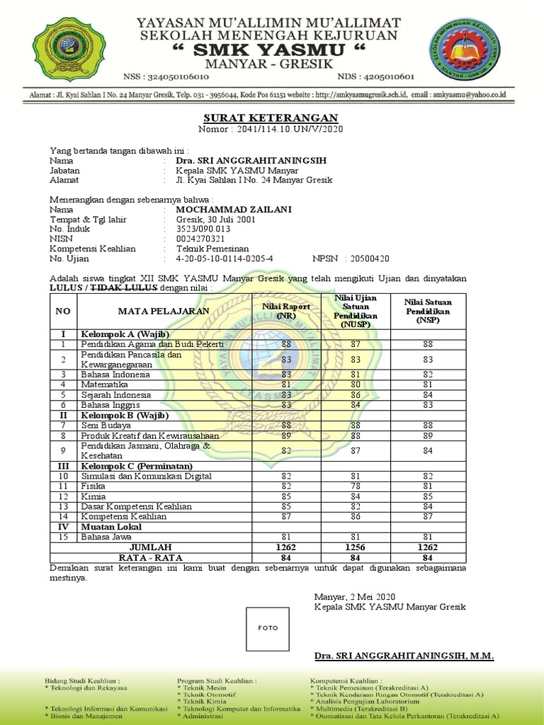 Contoh SKL | PDF