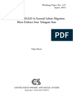 Ole of MGNREGA (S) in Seasonal Labour Migration Micro Evidence From Telangana State