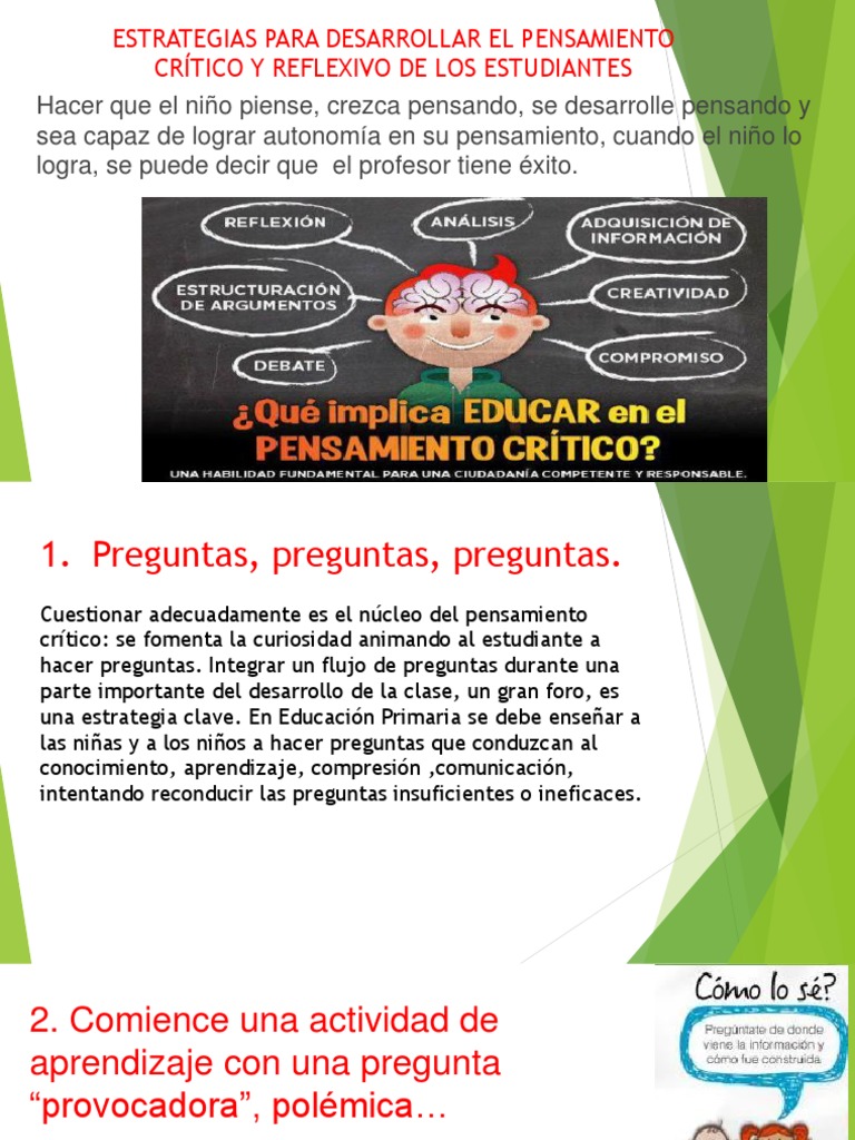 Estrategias para Pensamiento Crítico y Reflexivo | PDF | Crecimiento ...