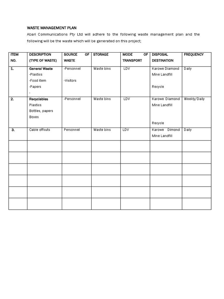 Waste Management Plan PDF
