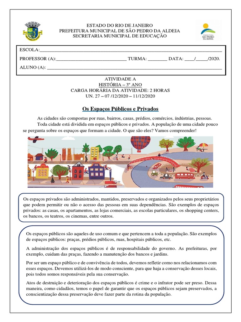 Espaços Públicos e Privados: 3º Ano | PDF
