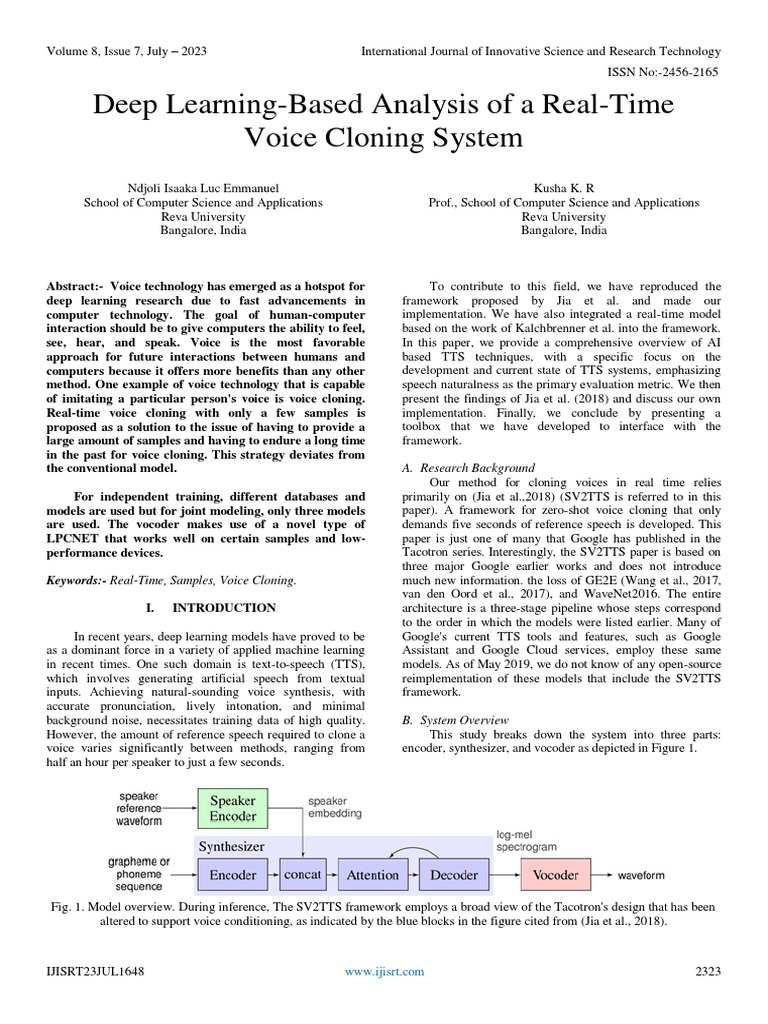 Real-Time Voice Cloning with Deep Learning | PDF | Speech Synthesis ...