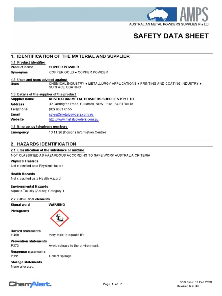 Copper Powder-Sds | PDF | Science & Mathematics