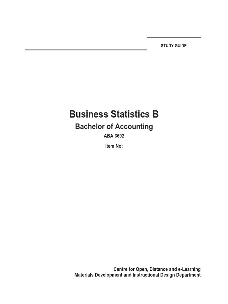 ABA3692 Business Statistics B 128pg Final Version May 2019 | PDF