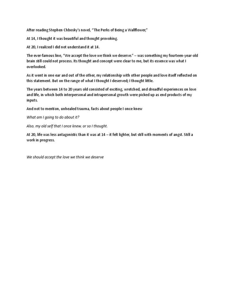 After Reading Stephen Chbosky | PDF