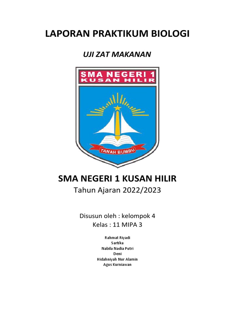 Uji Bahan Makanan Laporan Praktikum Biologi Pdf