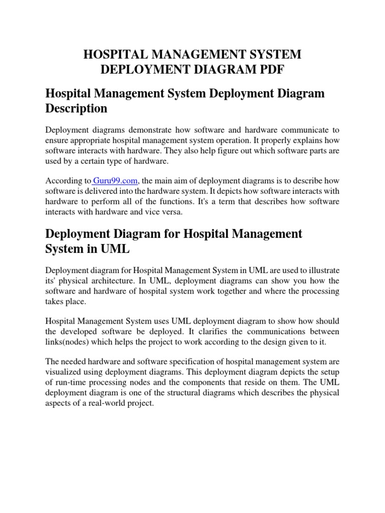 Hospital Management System Deployment Diagram | PDF | Unified Modeling ...