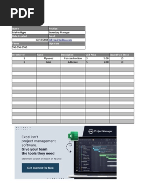 Free Inventory Template for Excel ProjectManager ND23