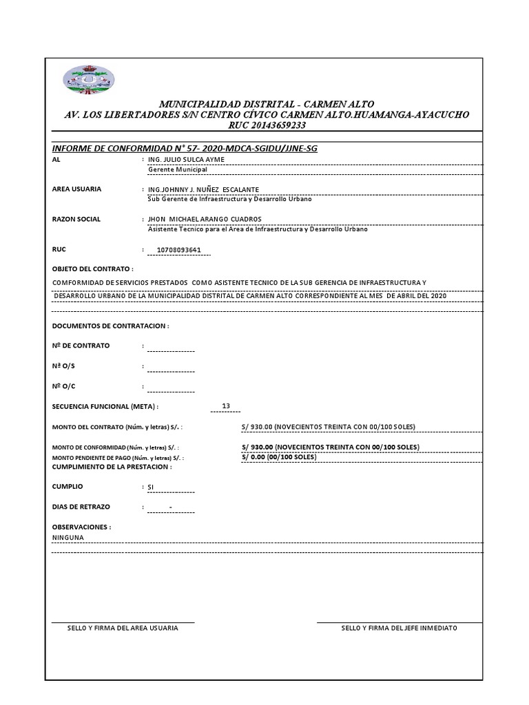 Conformidad servicios mdca n 01 2021 oscar pdf la seguridad guerra