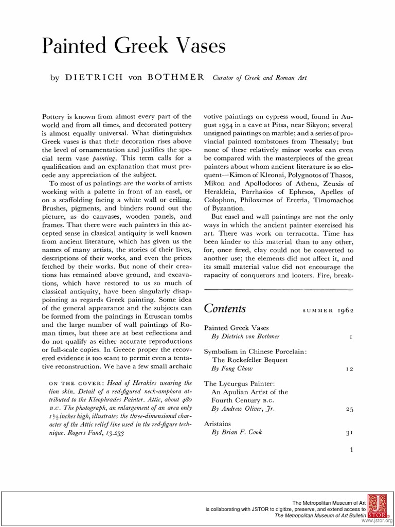 Painted Greek Vases PDF Paintings Plastic Arts