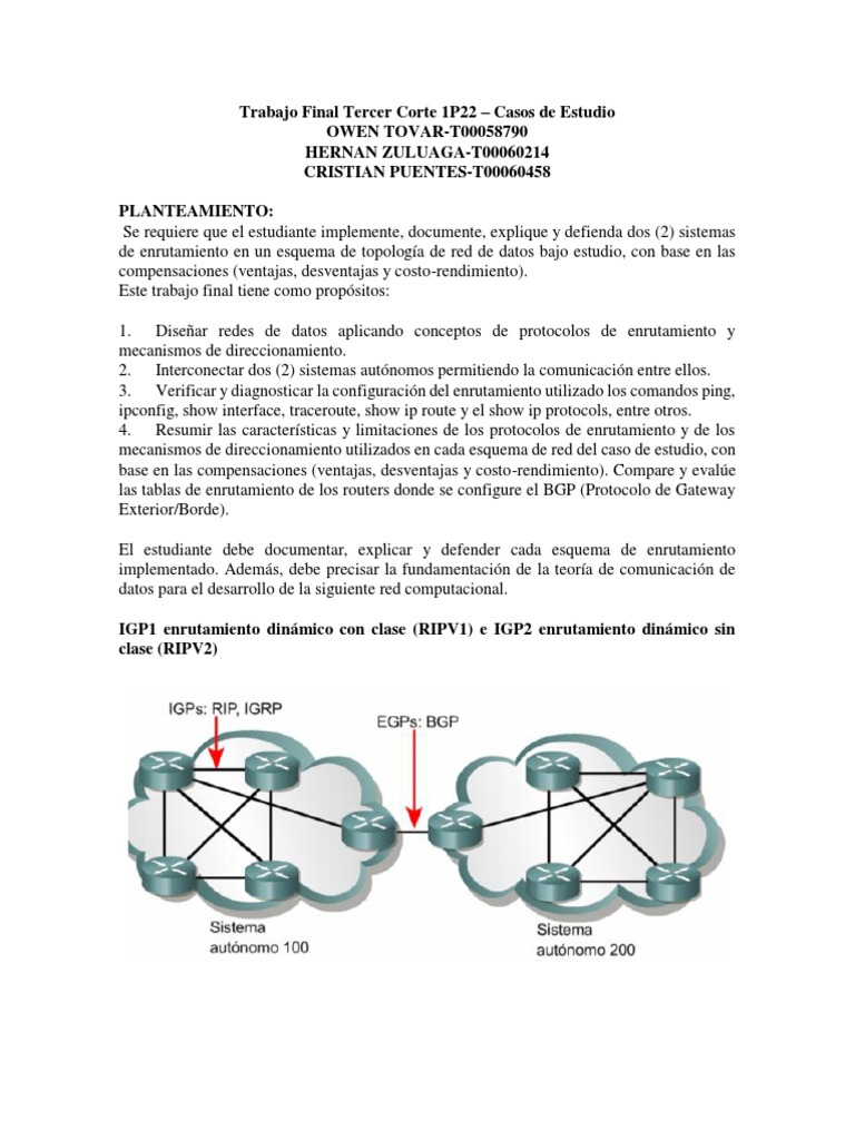 Implementación de Enrutamiento RIP y BGP | PDF | Enrutador (Computación ...