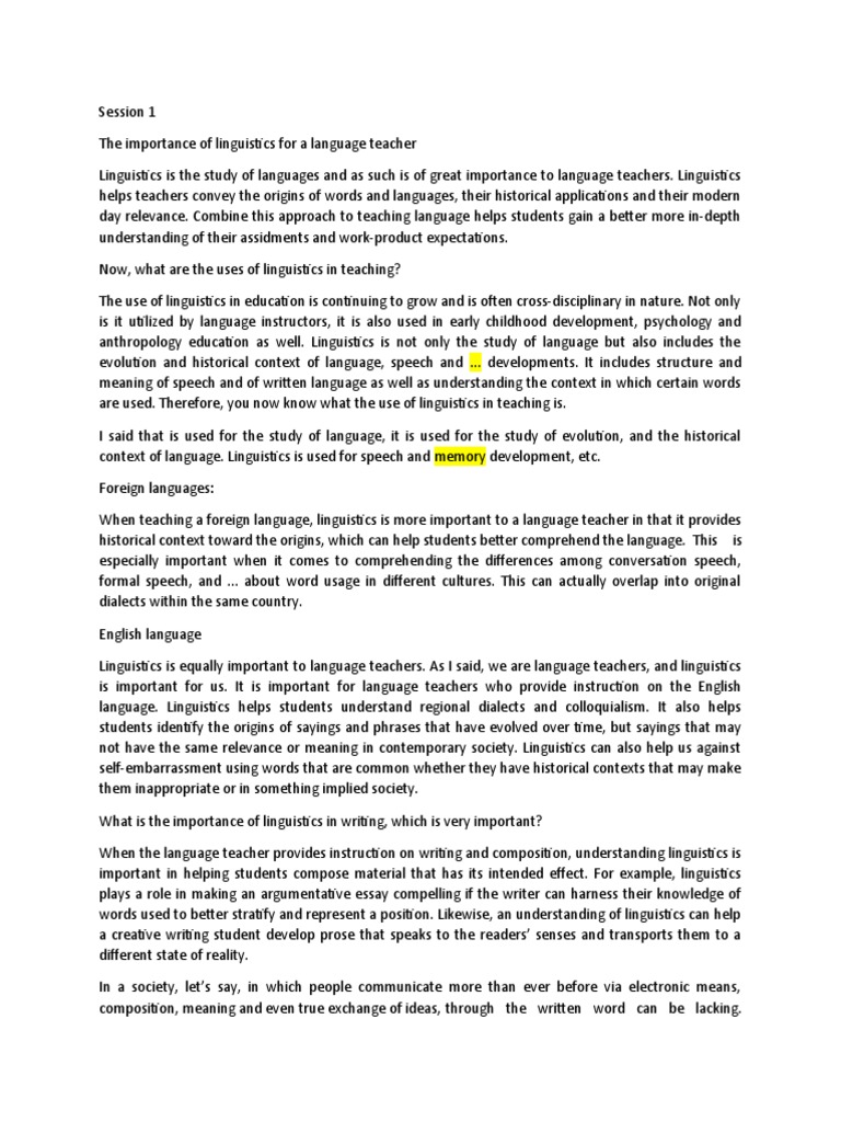 Importance of Linguistics in Language Teaching | PDF | Linguistics ...